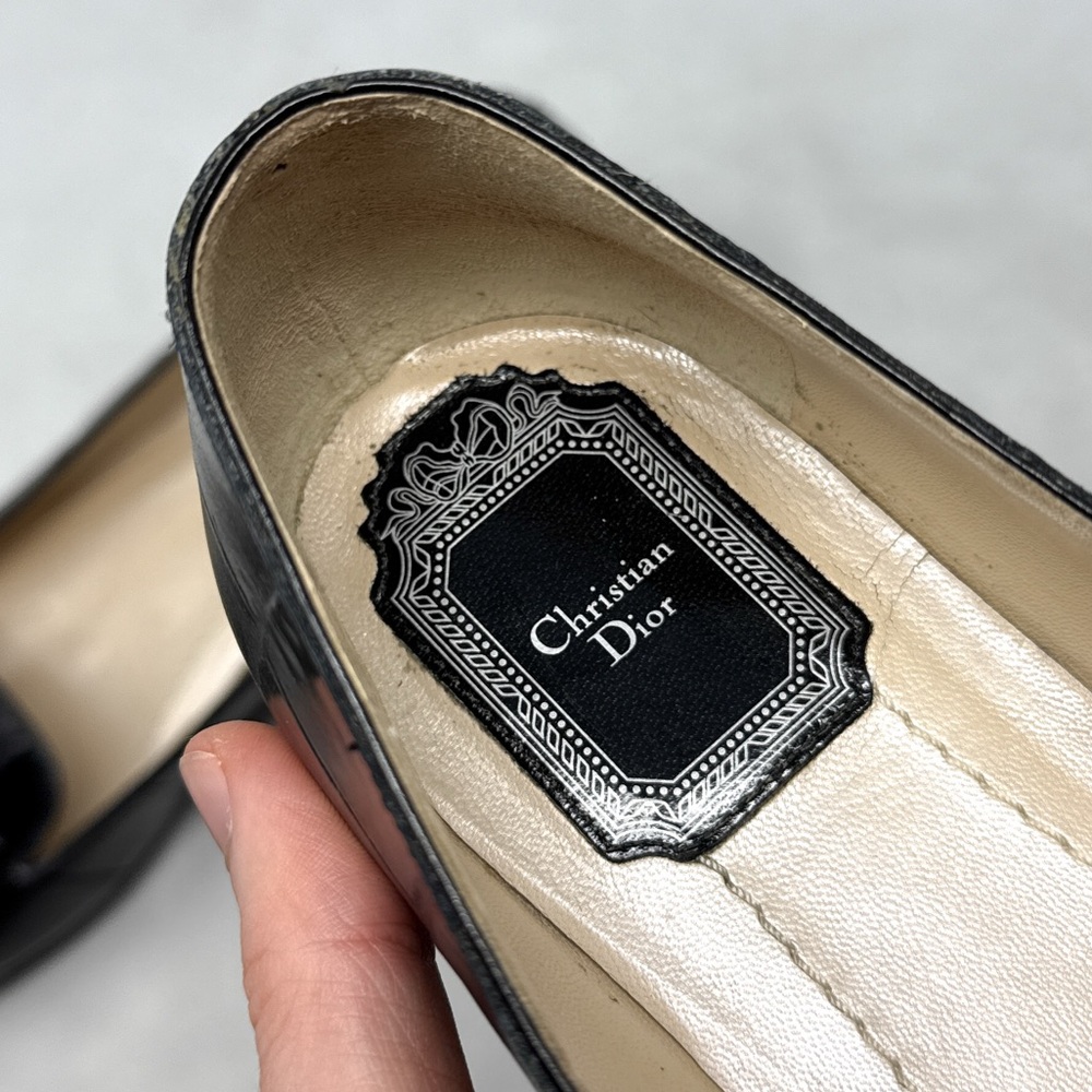 Christian Dior Vintage Y2K Tresor Croc Crystal Charm Embellished Leather Flats - Picture 7 of 11